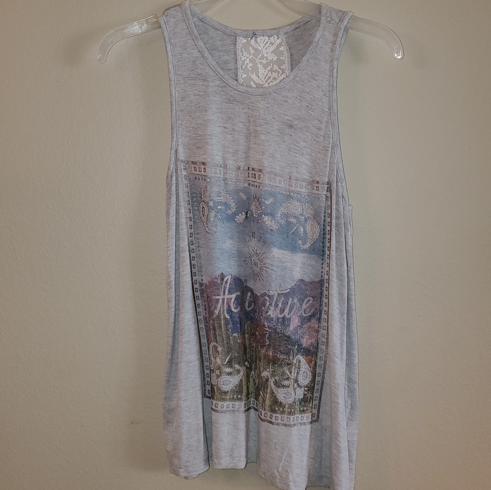 "And so the adventure begins" Grey Tank Top